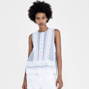 Zara chamray and lace tank top women's S